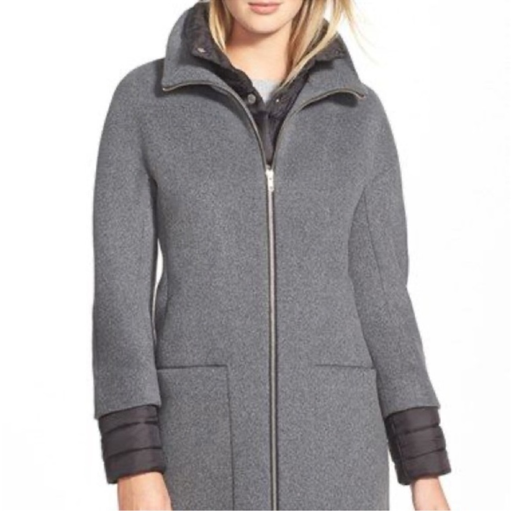 Soia & Kyo Lettie Wool Blend Coat Layered Look Mixed Medium Grey Gray Small